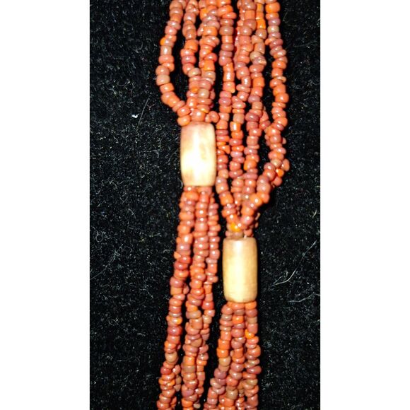 Artsy Multi-Layered Seed Bead Women's Necklace Long Chunky Beachy Grandmacore - Picture 5 of 9